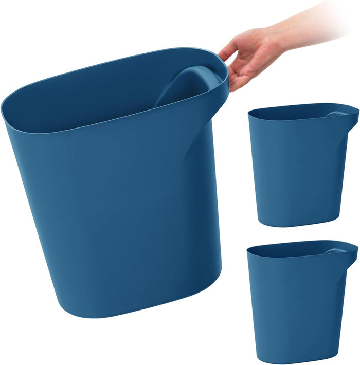 Small Trash Can Wastebasket with Handle, 6 Gallon / 24 Quart, 3-Pack - Eco Friendly - IRIS USA