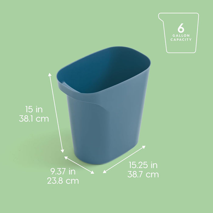 Small Trash Can Wastebasket with Handle, 6 Gallon / 24 Quart, 3-Pack - Eco Friendly - IRIS USA
