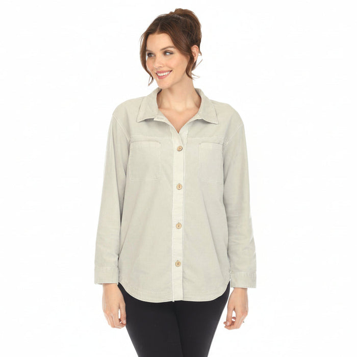Soft Stretch Corduroy Shirt in Soy Latte - 34520-DN