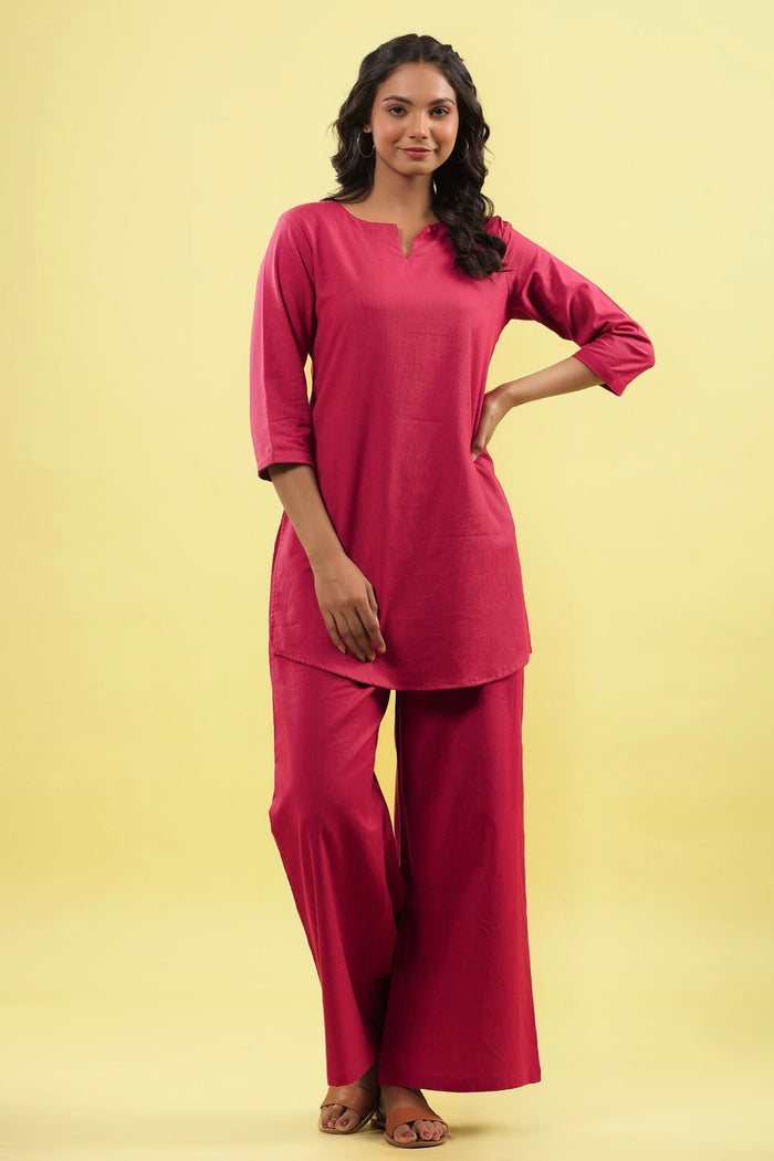 Solid Pink Lounge Pallazo Co-ord Set
