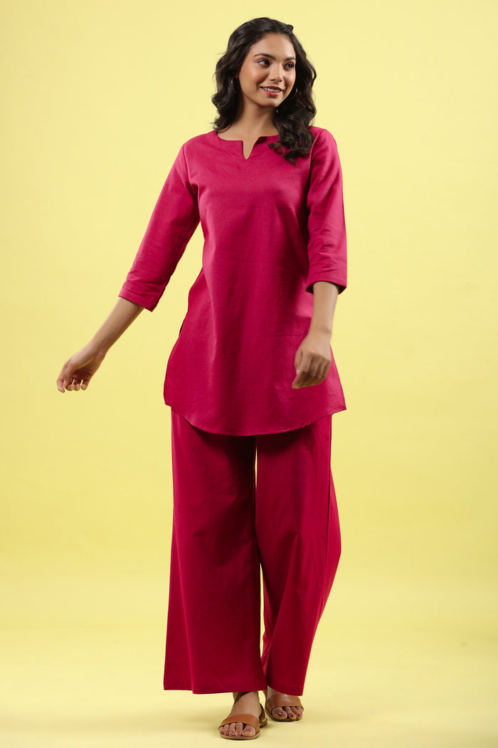 Solid Pink Lounge Pallazo Co-ord Set