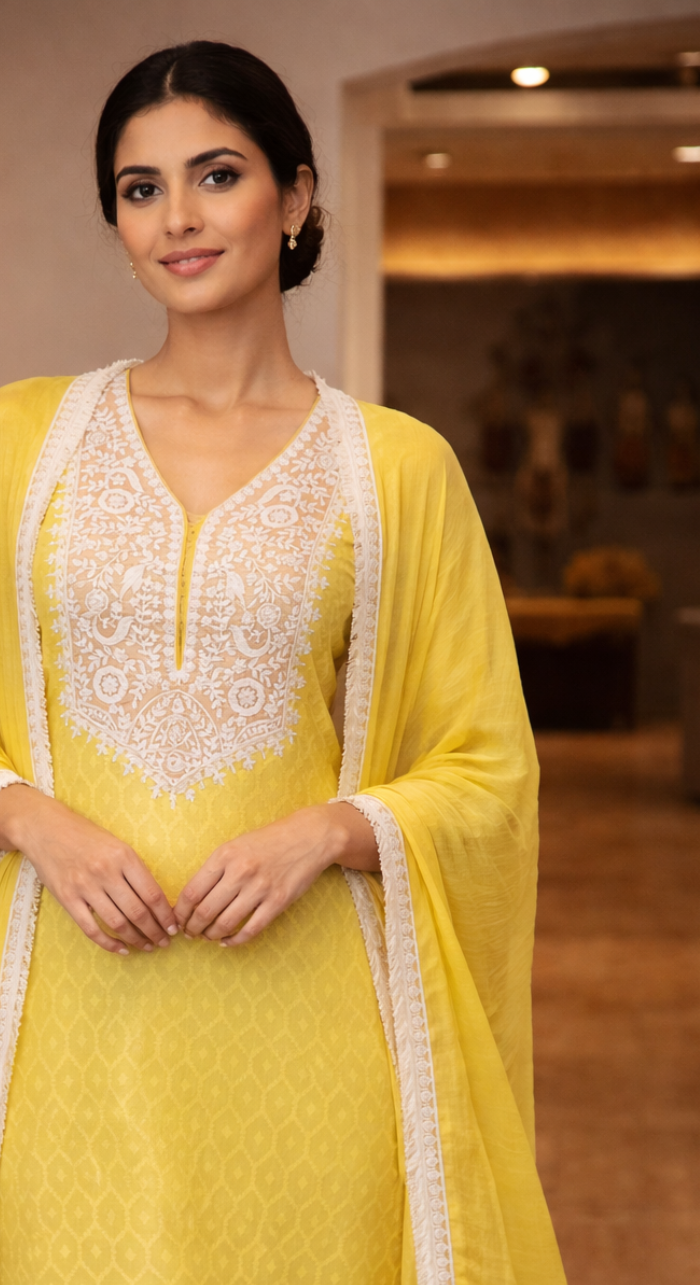 Sunehri Aura Semi-Stitched Chanderi Cotton Suit
