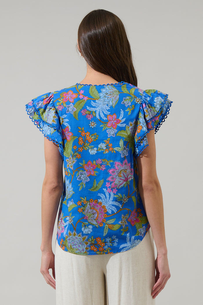 Sunlit Floral Ema Ruffle Top