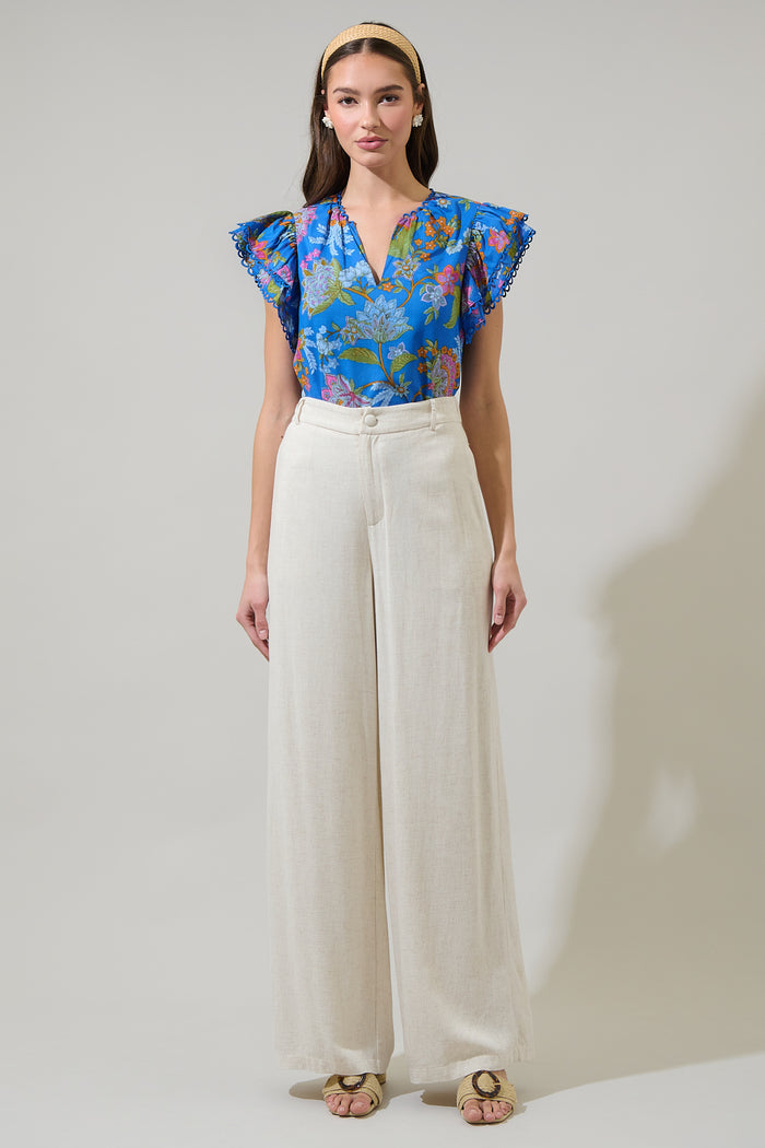 Sunlit Floral Ema Ruffle Top