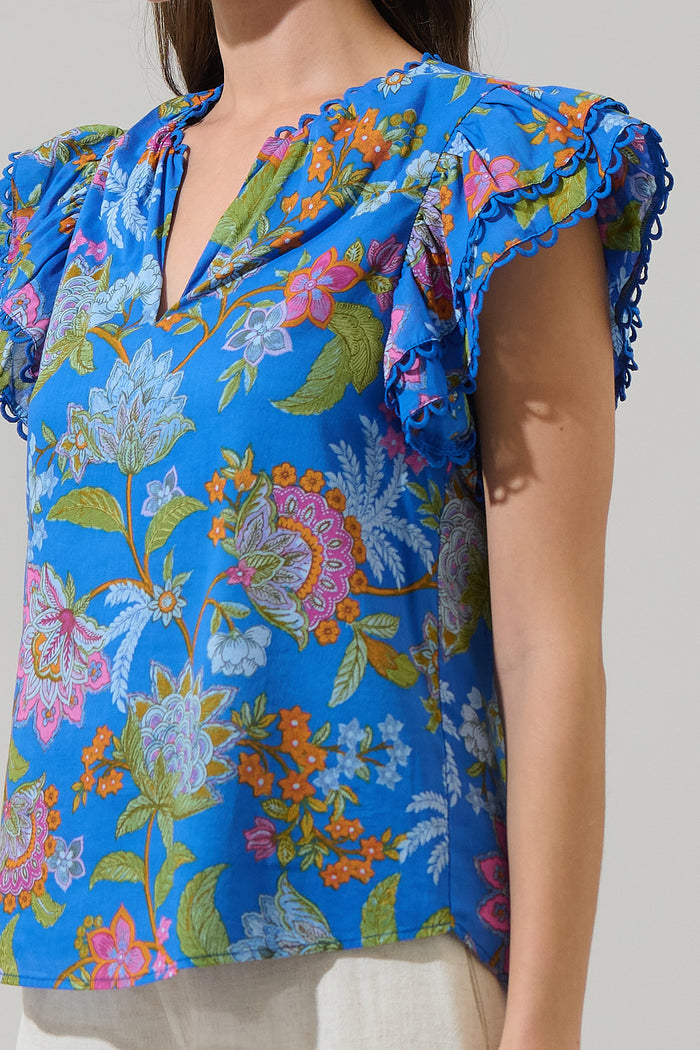 Sunlit Floral Ema Ruffle Top