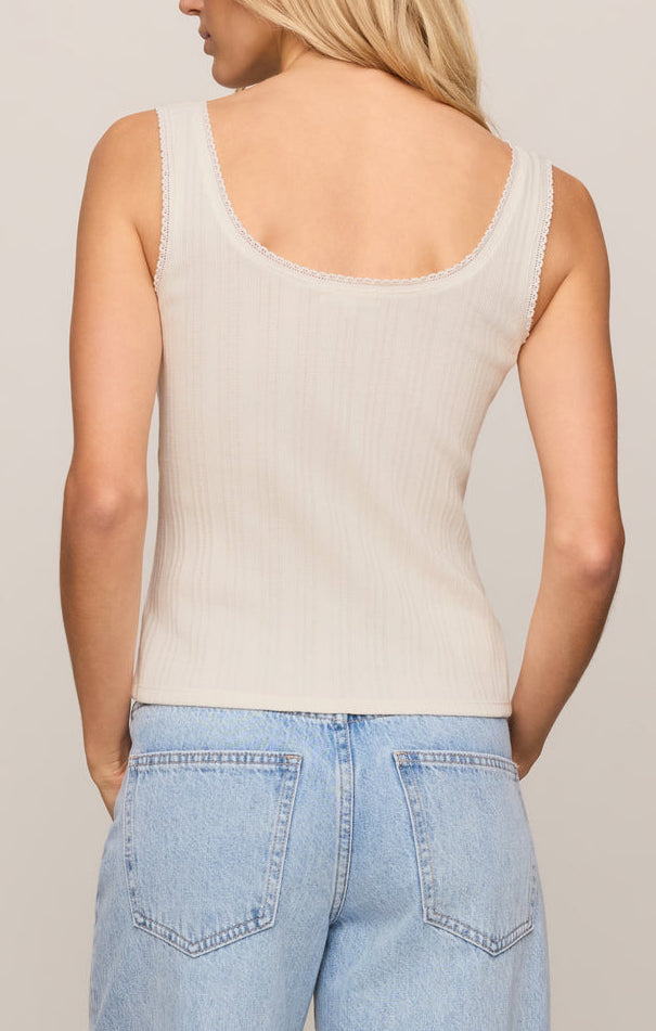 Supply Supply | Lainey Pointelle Button Front Tank