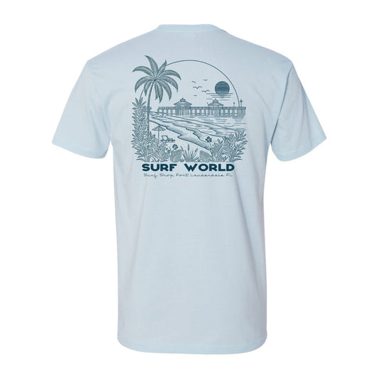 Surf World LBS Broken Pier Tee - Light Blue Mens T Shirt