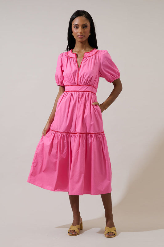 Taliah Puff Sleeve Midi Dress
