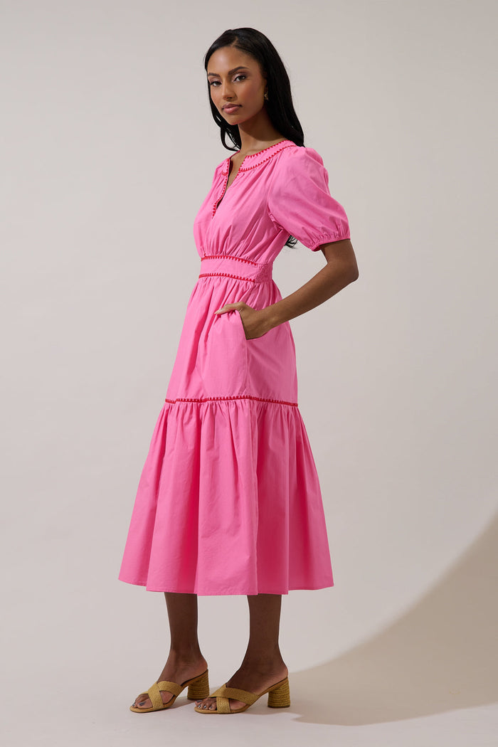 Taliah Puff Sleeve Midi Dress