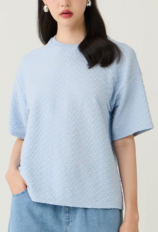 Textured Wave Pattern Knit Blouse