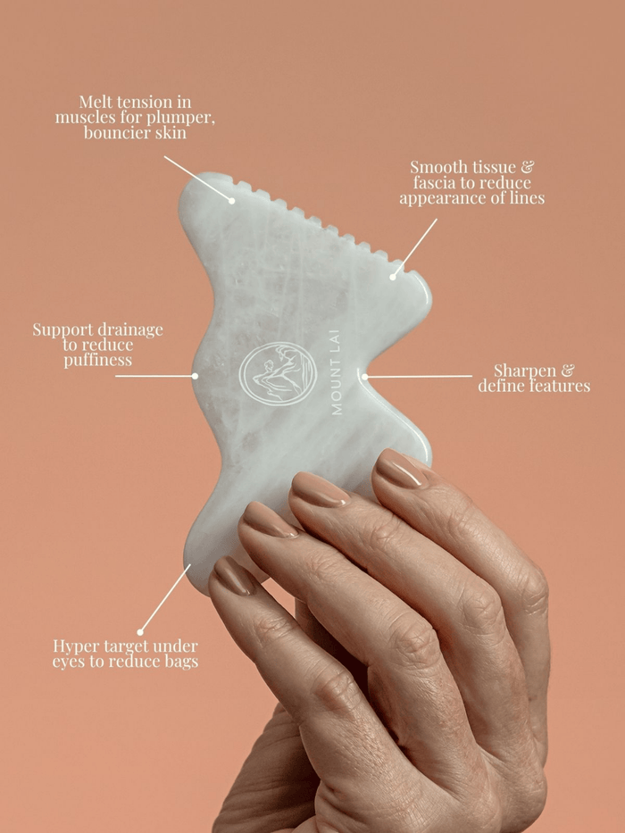 The Vitality Qi White Jade Gua Sha Sculpting Tool with Protective Pouch