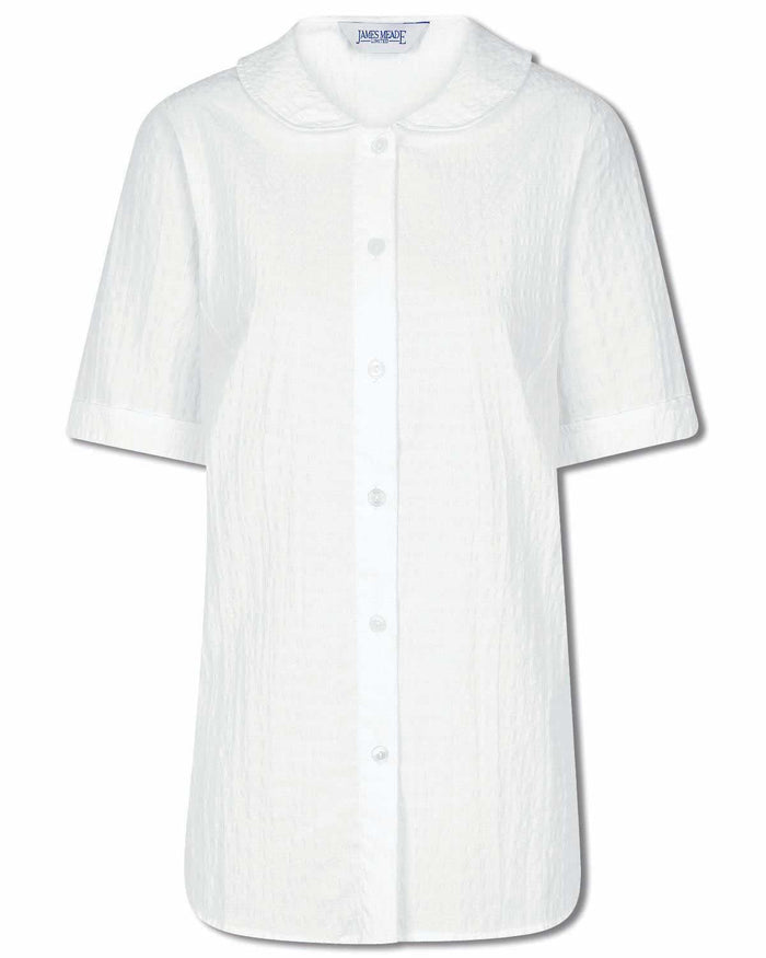 Tina White Cotton Rich Seersucker Blouse - White - Image 2 - The Classic Boutique