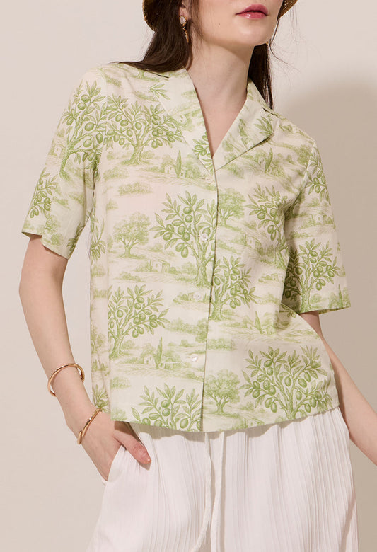 Toile de Jouy Camp Collar Blouse