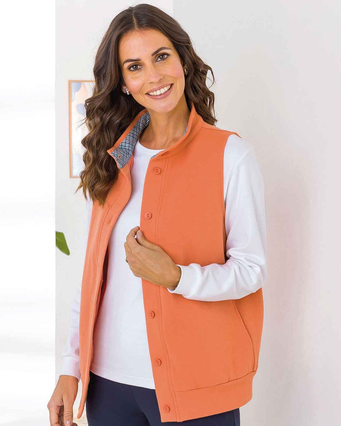 Torquay Cowl Neck Trimmed Ladies Leisure Gilet - Orange - Image 1 - The Classic Boutique