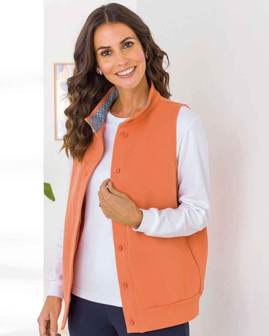 Torquay Cowl Neck Trimmed Ladies Leisure Gilet - Orange - Image 1 - The Classic Boutique