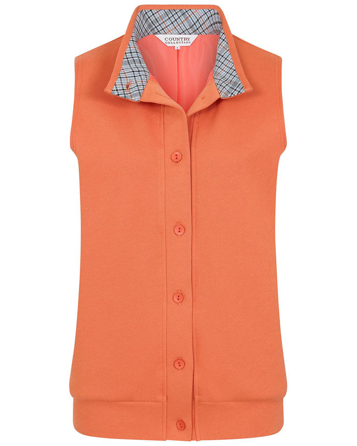 Torquay Cowl Neck Trimmed Ladies Leisure Gilet - Orange - Image 2 - The Classic Boutique