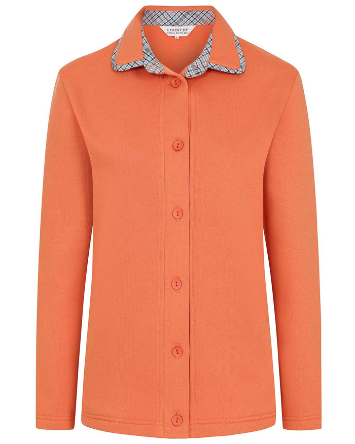 Torquay Trimmed Fleece Ladies Leisure Cardigan - Orange - Image 2 - The Classic Boutique