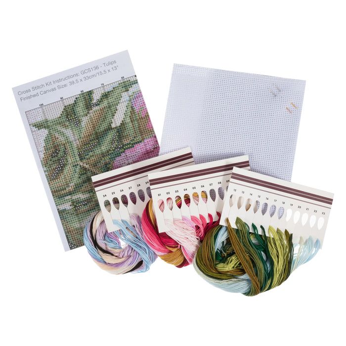 Trimits Counted Cross Stitch Kit Large: Tulip, 36x36cm, Includes Aida Fabric, Pre-Sorted Threads, Needle, Personalizing Alphabet, Instr...