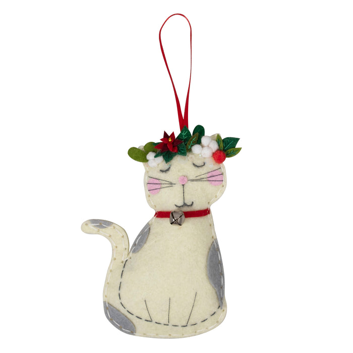 Trimits Felt Decoration Kit Christmas: Cat, 2x6x13cm, Includes Pre-Cut Felt, Stuffing, Beads, Thread, and Instructions
