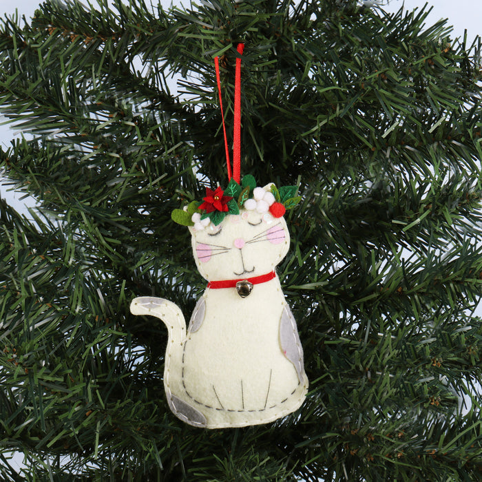 Trimits Felt Decoration Kit Christmas: Cat, 2x6x13cm, Includes Pre-Cut Felt, Stuffing, Beads, Thread, and Instructions