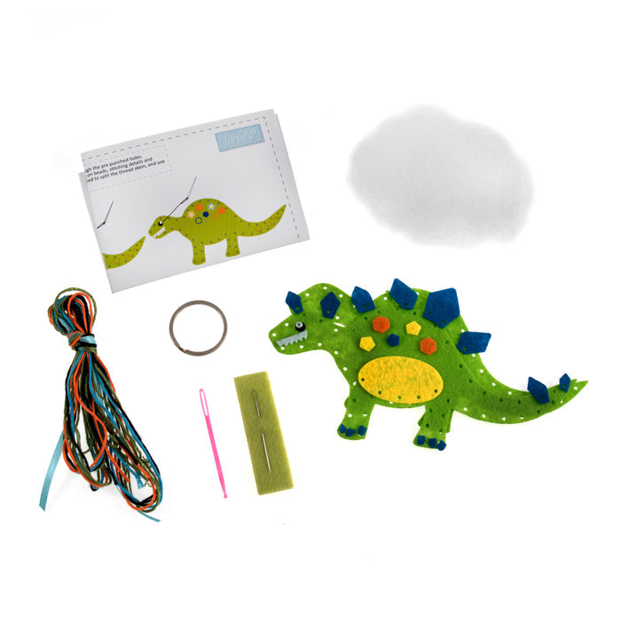 Trimits Felt Decoration Kit Dinasour, 2x6x13cm, Includes Pre-Cut Felt, Stuffing, Beads, Thread, and Instructions