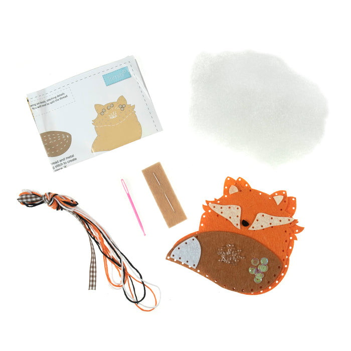Trimits Felt Decoration Kit Fox, 2x6x13cm, Includes Pre-Cut Felt, Stuffing, Beads, Thread, and Instructions