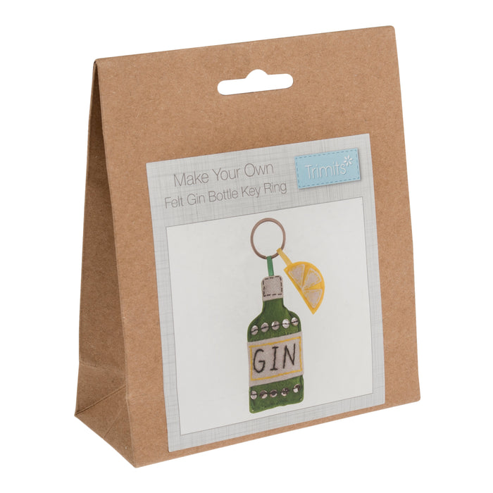 Trimits Felt Decoration Kit Gin Bottle, 2x6x13cm, Includes Pre-Cut Felt, Stuffing, Beads, Thread, and Instructions