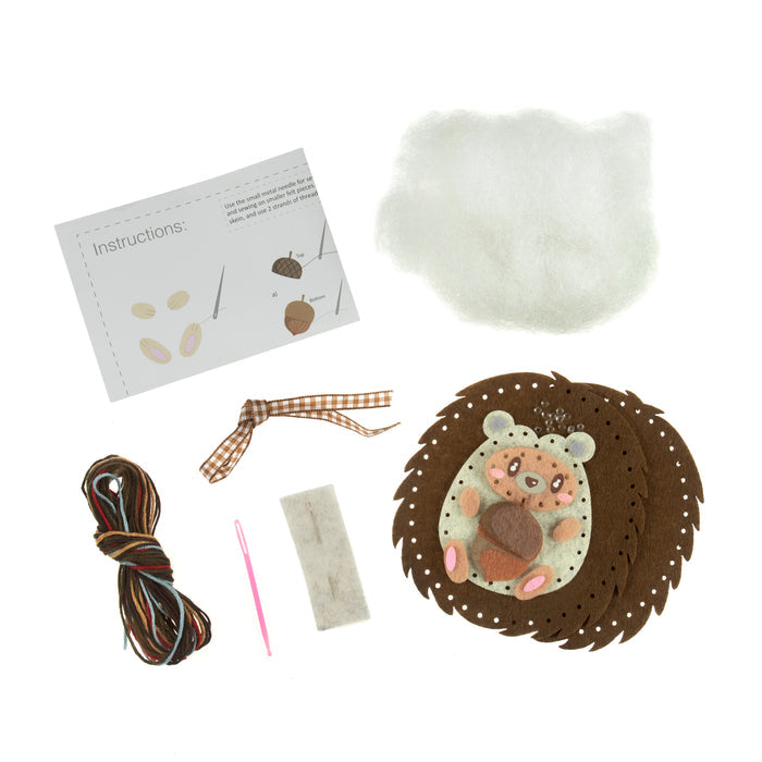 Trimits Felt Decoration Kit Hedgehog, 2x6x13cm, Includes Pre-Cut Felt, Stuffing, Beads, Thread, and Instructions