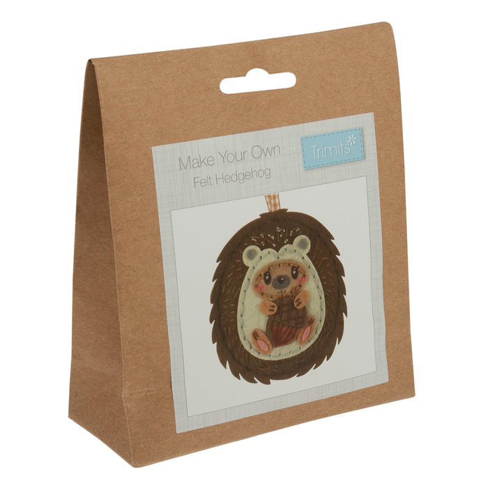 Trimits Felt Decoration Kit Hedgehog, 2x6x13cm, Includes Pre-Cut Felt, Stuffing, Beads, Thread, and Instructions