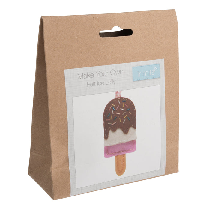 Trimits Felt Decoration Kit Ice Lolly, 2x6x13cm, Includes Pre-Cut Felt, Stuffing, Beads, Thread, and Instructions
