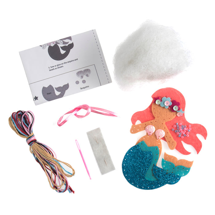 Trimits Felt Decoration Kit Mermaid, 2x6x13cm, Includes Pre-Cut Felt, Stuffing, Beads, Thread, and Instructions