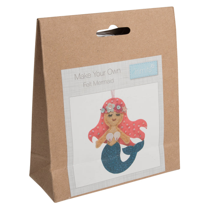 Trimits Felt Decoration Kit Mermaid, 2x6x13cm, Includes Pre-Cut Felt, Stuffing, Beads, Thread, and Instructions