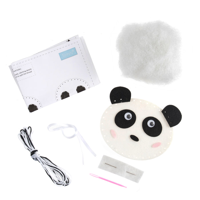 Trimits Felt Decoration Kit Panda, 2x6x13cm, Includes Pre-Cut Felt, Stuffing, Beads, Thread, and Instructions