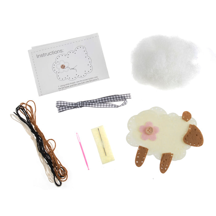 Trimits Felt Decoration Kit Sheep, 2x6x13cm, Includes Pre-Cut Felt, Stuffing, Beads, Thread, and Instructions