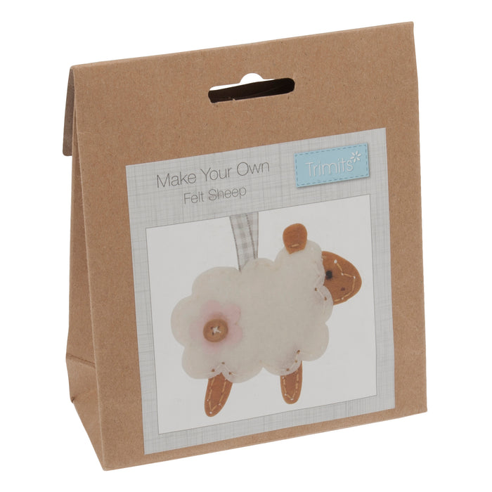 Trimits Felt Decoration Kit Sheep, 2x6x13cm, Includes Pre-Cut Felt, Stuffing, Beads, Thread, and Instructions
