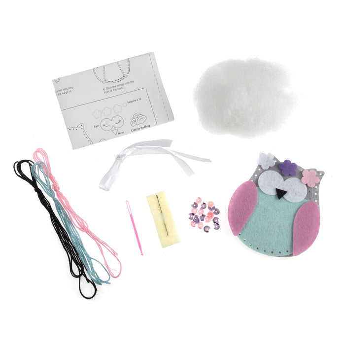 Trimits Felt Decoration Kit Spring Owl, 2x6x13cm, Includes Pre-Cut Felt, Stuffing, Beads, Thread, and Instructions