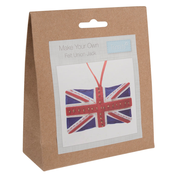 Trimits Felt Decoration Kit Union Jack, 2x6x13cm, Includes Pre-Cut Felt, Stuffing, Beads, Thread, and Instructions
