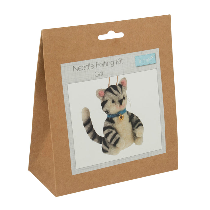 Trimits Needle Felting Kit Cat, 9x11.5cm, Includes Wool, Needle, Polystyrene Shapes, Instructions