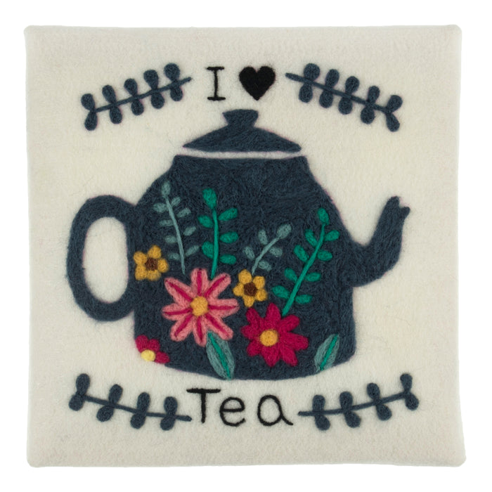 Trimits Needle Felting Kit with Frame Tea, 20.3x20.3cm, Includes Wooden Frame, Felting Tool, Wool, Instructions in EN, FR, GER