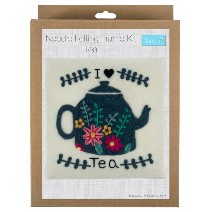 Trimits Needle Felting Kit with Frame Tea, 20.3x20.3cm, Includes Wooden Frame, Felting Tool, Wool, Instructions in EN, FR, GER