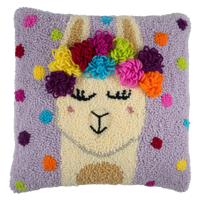 Trimits Punch Needle Kit Cushion: Festival Llama, 36x36cm, Includes Punch Needle Tool, Yarn, Fabric, Cushion Back, Instructions in Engl...