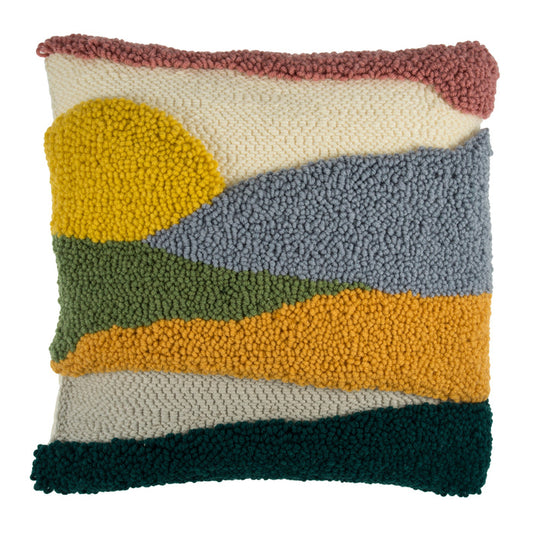 Trimits Punch Needle Kit Cushion: Sunset, 36x36cm, Includes Punch Needle Tool, Yarn, Fabric, Cushion Back, Instructions in English, Fre...