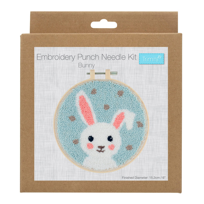 Trimits Punch Needle Kit Floss and Hoop: Bunny, 15.2cm Diameter, Includes Embroidery Floss, Hoop, Fabric, Punch Needle, Instructions in...