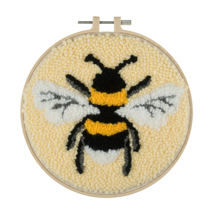 Trimits Punch Needle Kit Yarn and Hoop: Bee, 20.3cm Diameter, Includes Yarn, Hoop, Fabric, Punch Needle, Instructions in EN, FR, GER