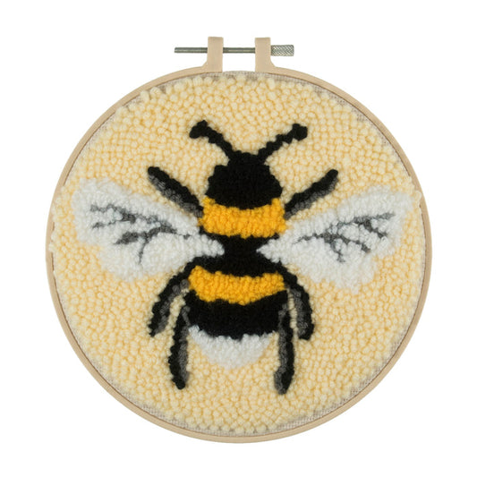 Trimits Punch Needle Kit Yarn and Hoop: Bee, 20.3cm Diameter, Includes Yarn, Hoop, Fabric, Punch Needle, Instructions in EN, FR, GER