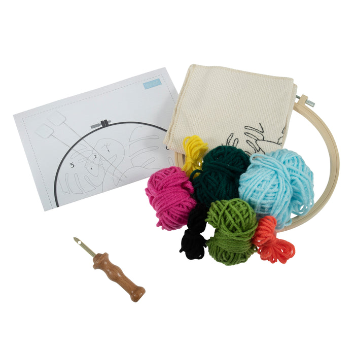 Trimits Punch Needle Kit Yarn and Hoop: Flamingo, 20.3cm Diameter, Includes Yarn, Hoop, Fabric, Punch Needle, Instructions in EN, FR, GER