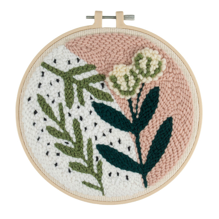 Trimits Punch Needle Kit Yarn and Hoop: Foliage Floral, 20.3cm Diameter, Includes Yarn, Hoop, Fabric, Punch Needle, Instructions in EN,...