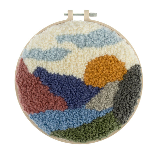 Trimits Punch Needle Kit Yarn and Hoop: Landscape, 20.3cm Diameter, Includes Yarn, Hoop, Fabric, Punch Needle, Instructions in EN, FR, GER