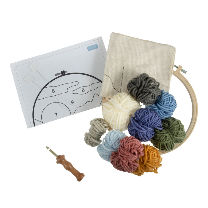Trimits Punch Needle Kit Yarn and Hoop: Landscape, 20.3cm Diameter, Includes Yarn, Hoop, Fabric, Punch Needle, Instructions in EN, FR, GER
