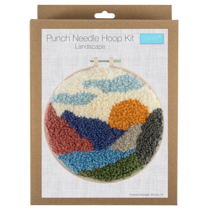 Trimits Punch Needle Kit Yarn and Hoop: Landscape, 20.3cm Diameter, Includes Yarn, Hoop, Fabric, Punch Needle, Instructions in EN, FR, GER